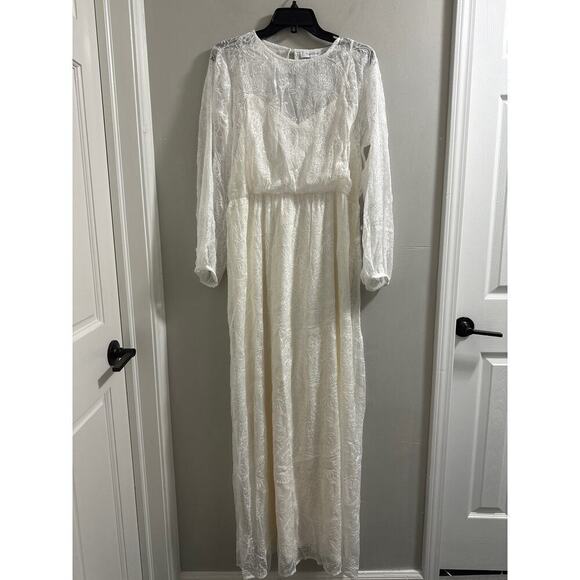 🔴‎ Modcloth Just The Beginning Maxi Dress White size Large New - Picture 2 of 9